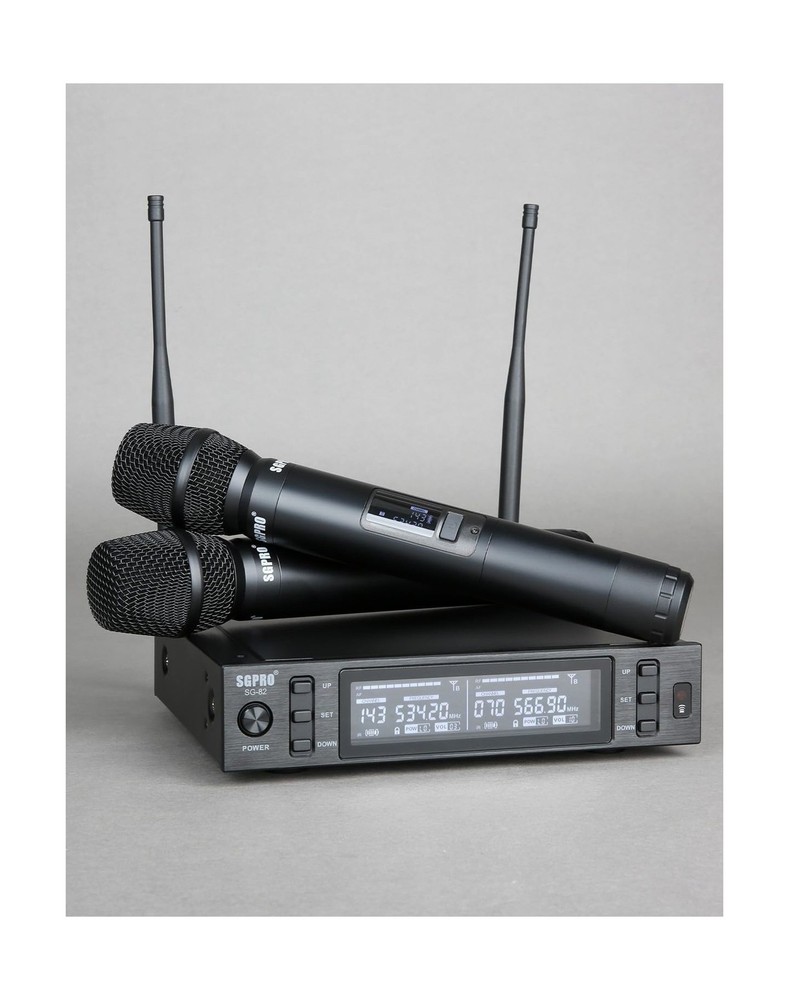 Dual Wireless Microphone System - Metal Handheld Mics & Receiver, Adjustable ...