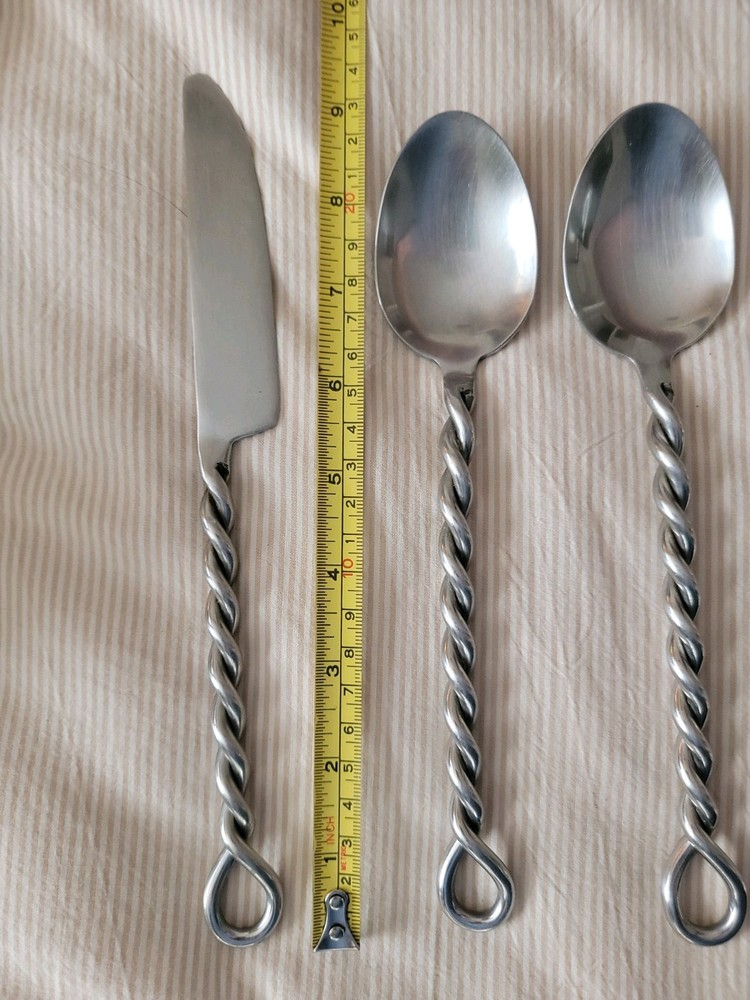 Silver Braid Stainless Steel 3-Pc Flatware Set.