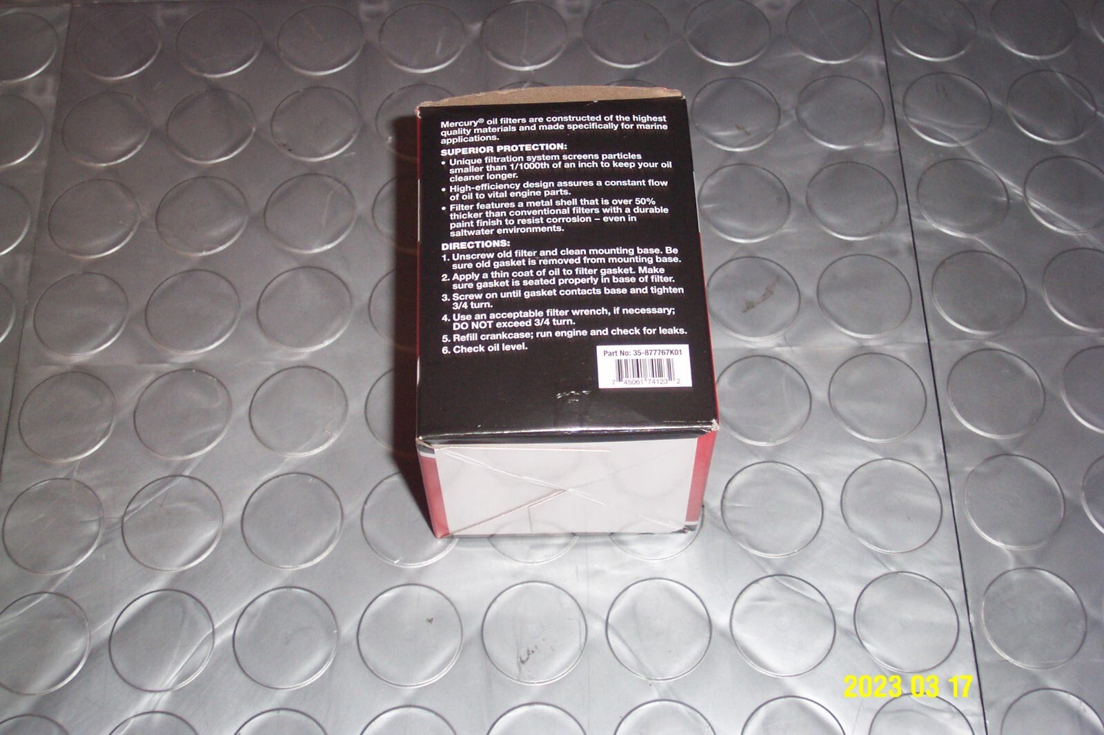 Mercury Quicksilver Verado Oil Filter L4 135 - 200HP OEM PN 35-877767K01 2 pack