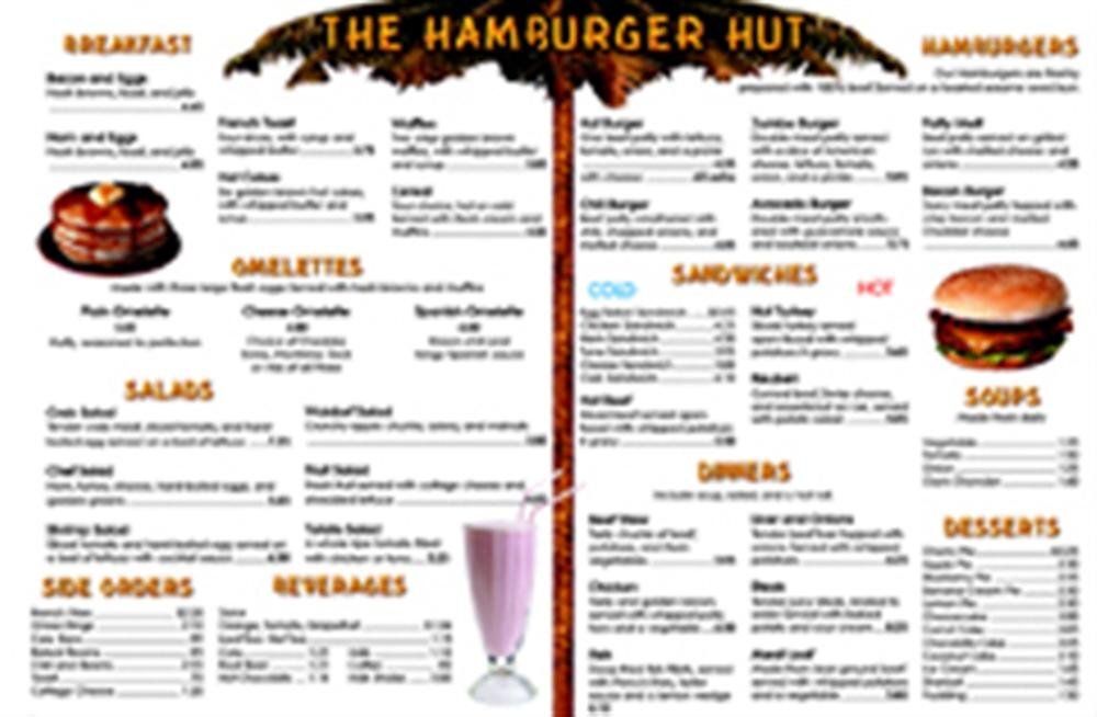 Menu Math The Hamburger Hut Book 6 Extra Menus