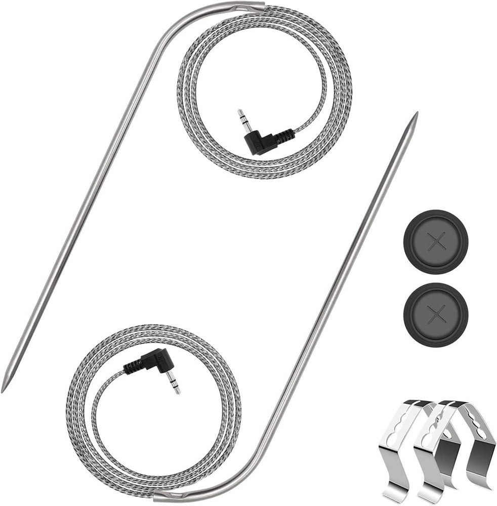 2-Pack Masterbuilt Compatible Meat Probe Set with Clips & Waterproof Design