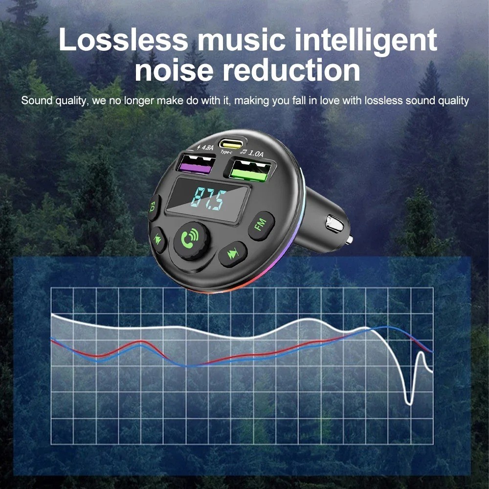 Car Bluetooth 5.0 FM Transmitter MP3 Player Handsfree Charger