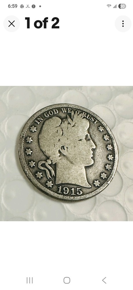 1915 S Barber Silver Half Dollar Circulated