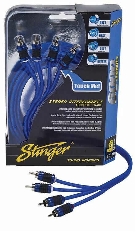Stinger SI6412 6000 Series 12 ft. 4 Channel OFC Twisted RCA Interconnect Cable