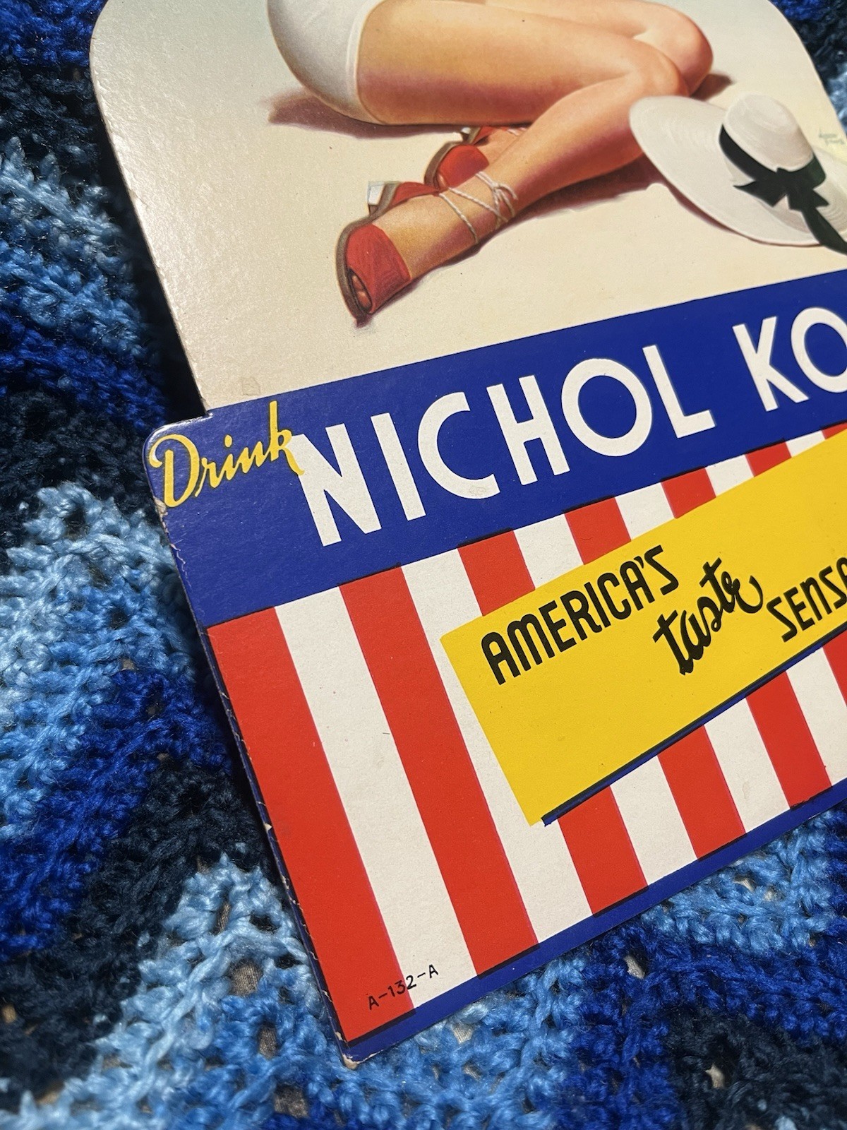 Nichol Kola Cardboard Pinup Advertising Sign 1950’s Easel Display Rare VTG Soda