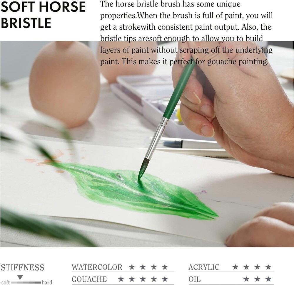 ARTIFY 41 Pieces Long Handle Paint Brushes Set Includes a Carrying Canvas Roll