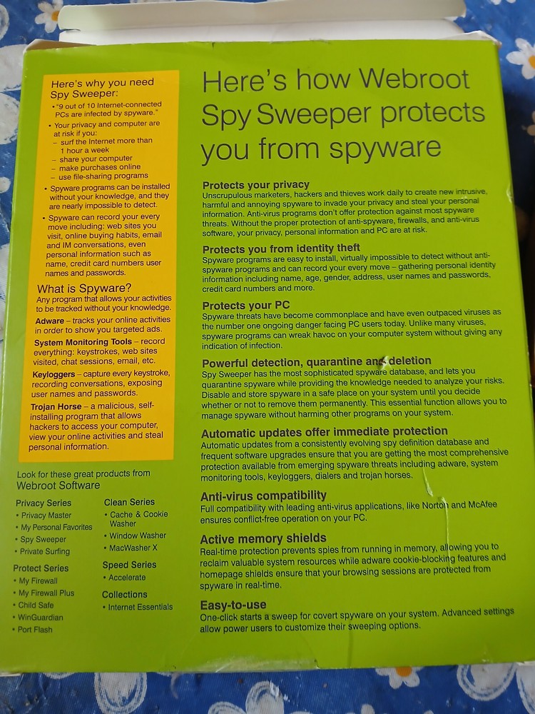 Webroot Spy Sweeper (Win98, 2000) Vintage Anti-Spyware Security Software