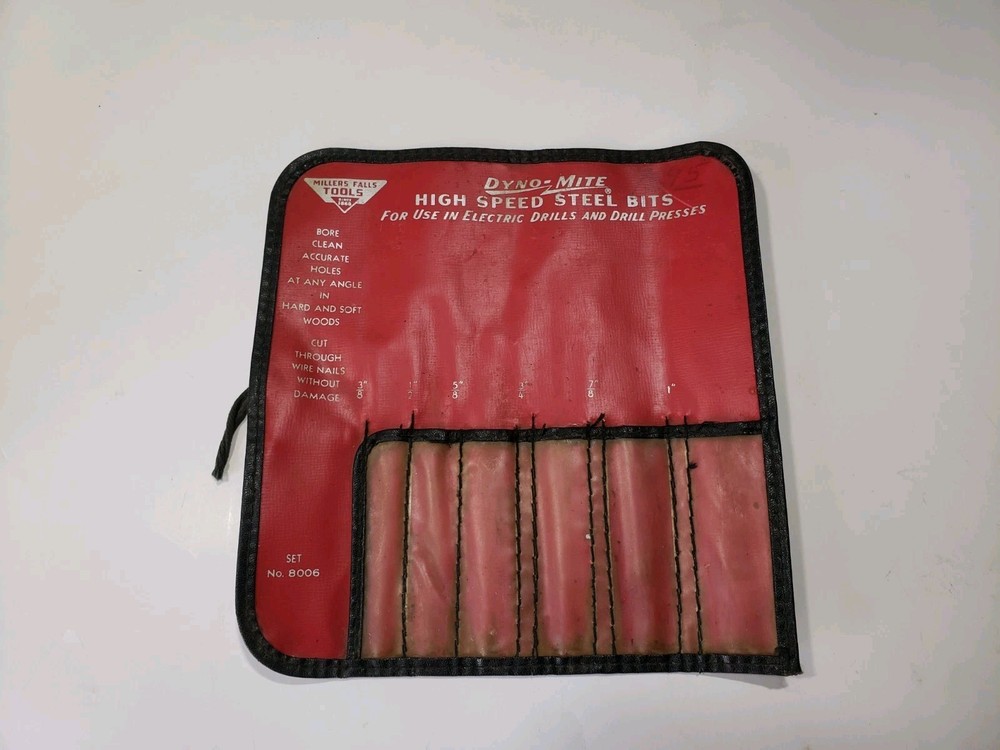 Vintage MILLER FALLS TOOLS Dyno-Mite Drill Bit Roll-Up Case