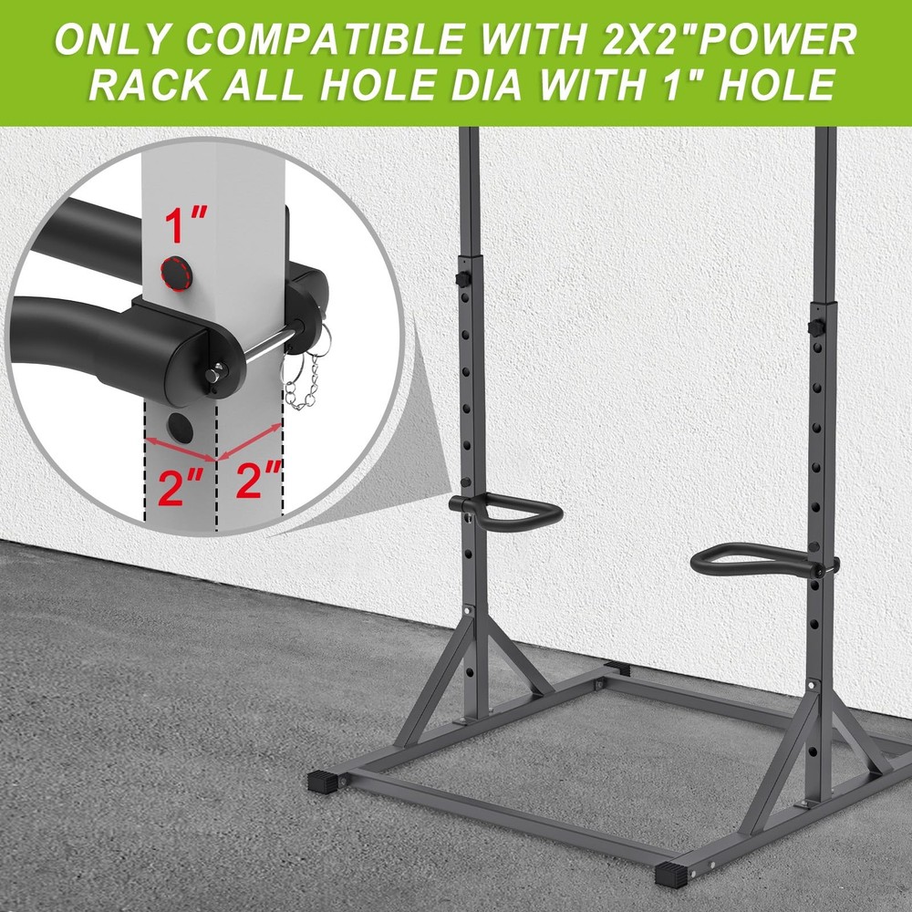Solid Dip Bar Attachment for 2" x 2" with 1" Hole Power Cage Squat Rack, Set ...