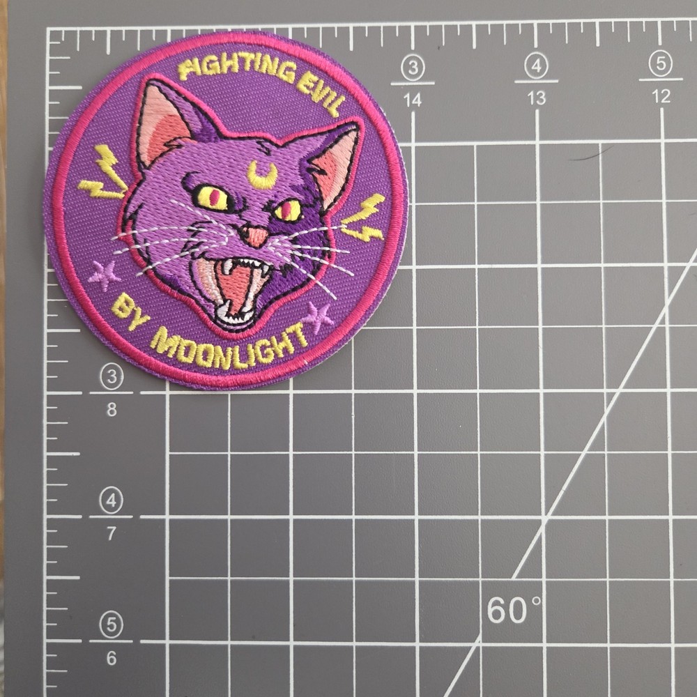 Fighting Evil By Moonlight Sailor Moon Cat Witchy Gothic Embroidered Patch.