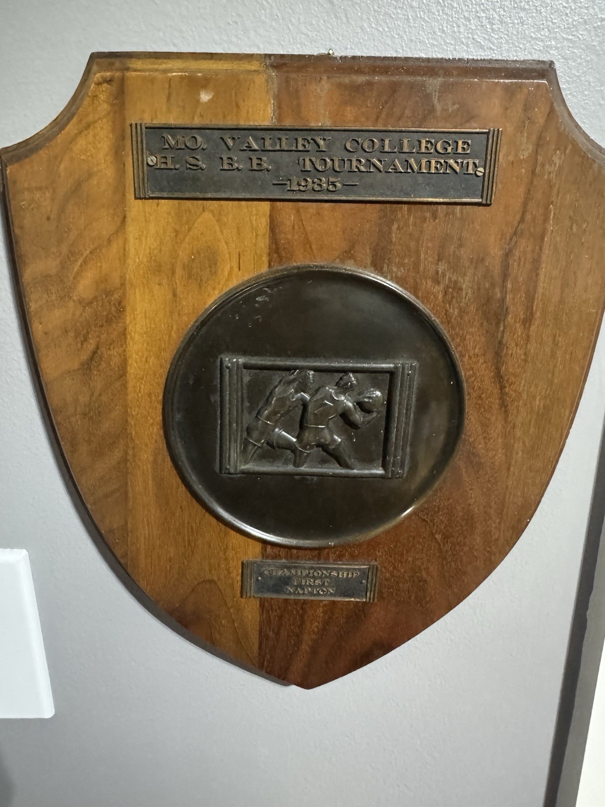 Antique 1935 Basketball Trophy Plaque