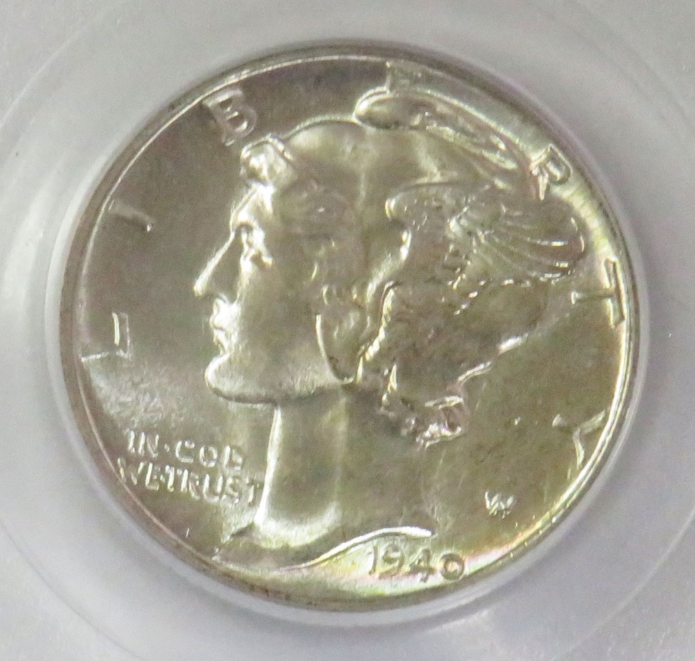 1940 SILVER MERCURY DIME PCGS MINT STATE 65