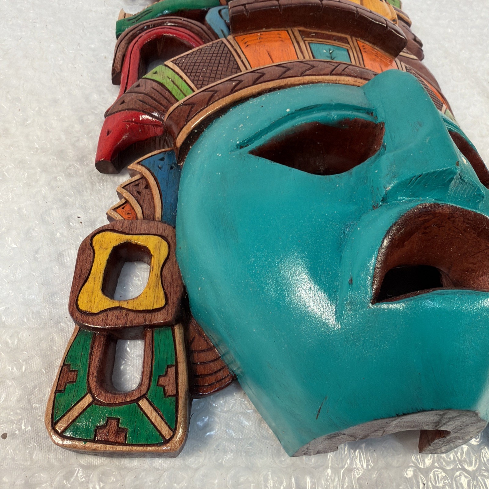 Hand-Carved Wooden Mayan Mask From Mexico