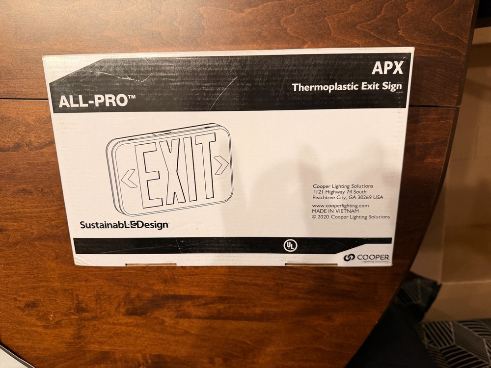 All Pro APX Thermoplastic Exit Sign Geen 2Pc- Front & Back