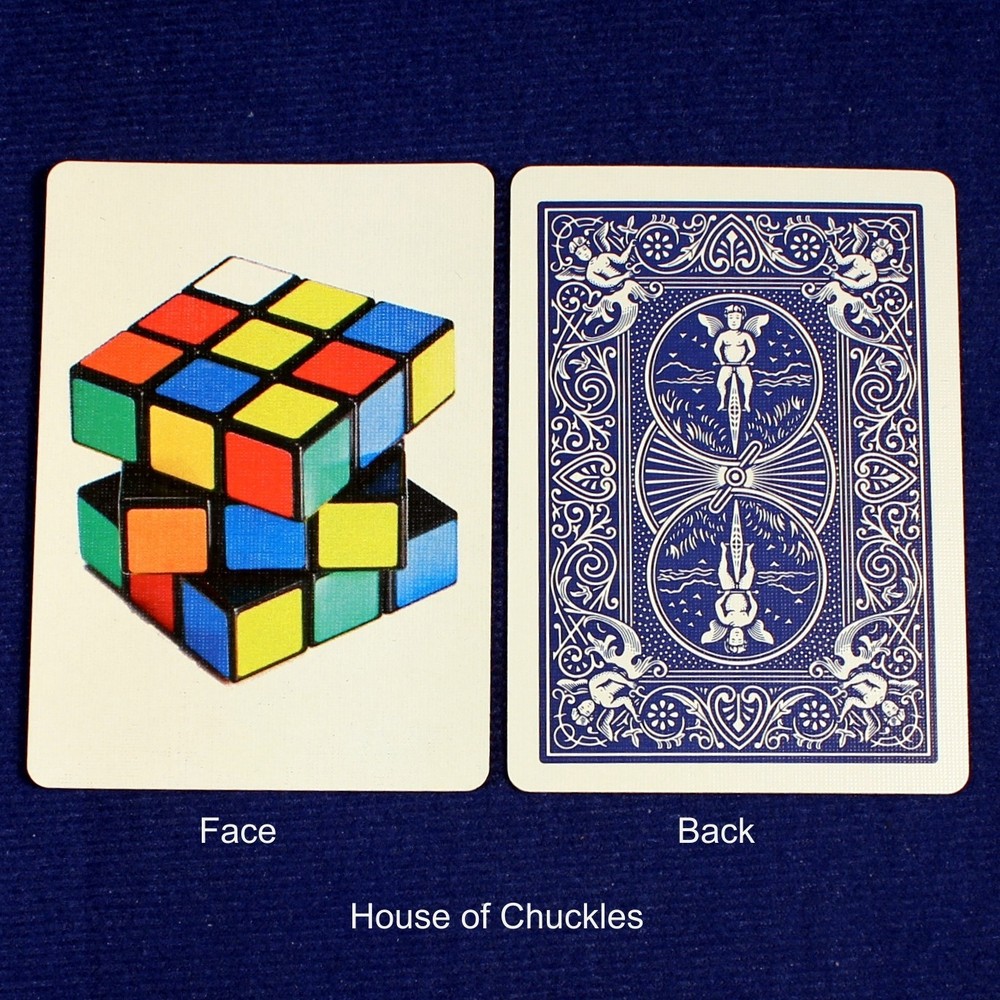 Magic Cube, Half Horizontal, Bicycle Printed Gaff Card, Blue