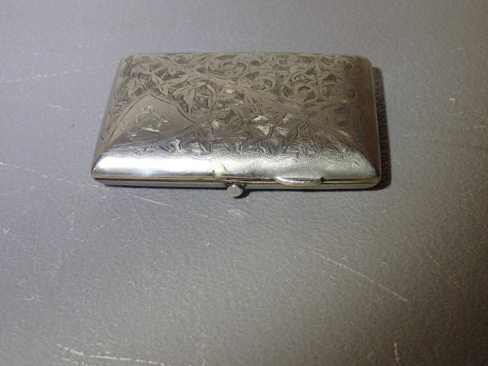1907 Silverplated Cigarette Case, Excellent Condition, Inscribed
