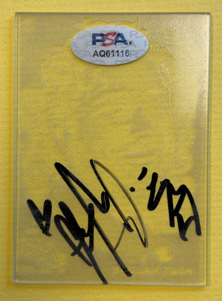Post Malone Autographed Custom Glass Version of Allen & Ginter Card PSA/DNA COA