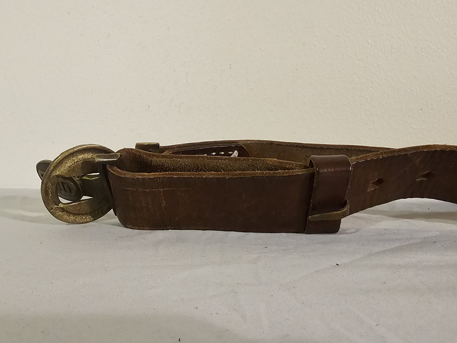 Civil War Replica Confederate 2 Piece Belt Buckle & Belt Brown Cursive CS Saber