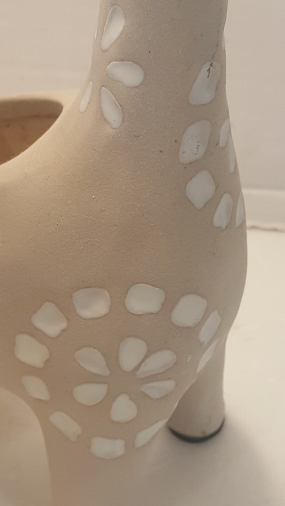 Boho Style Beige Ceramic Starburst Pattern Giraffe Planter Statue