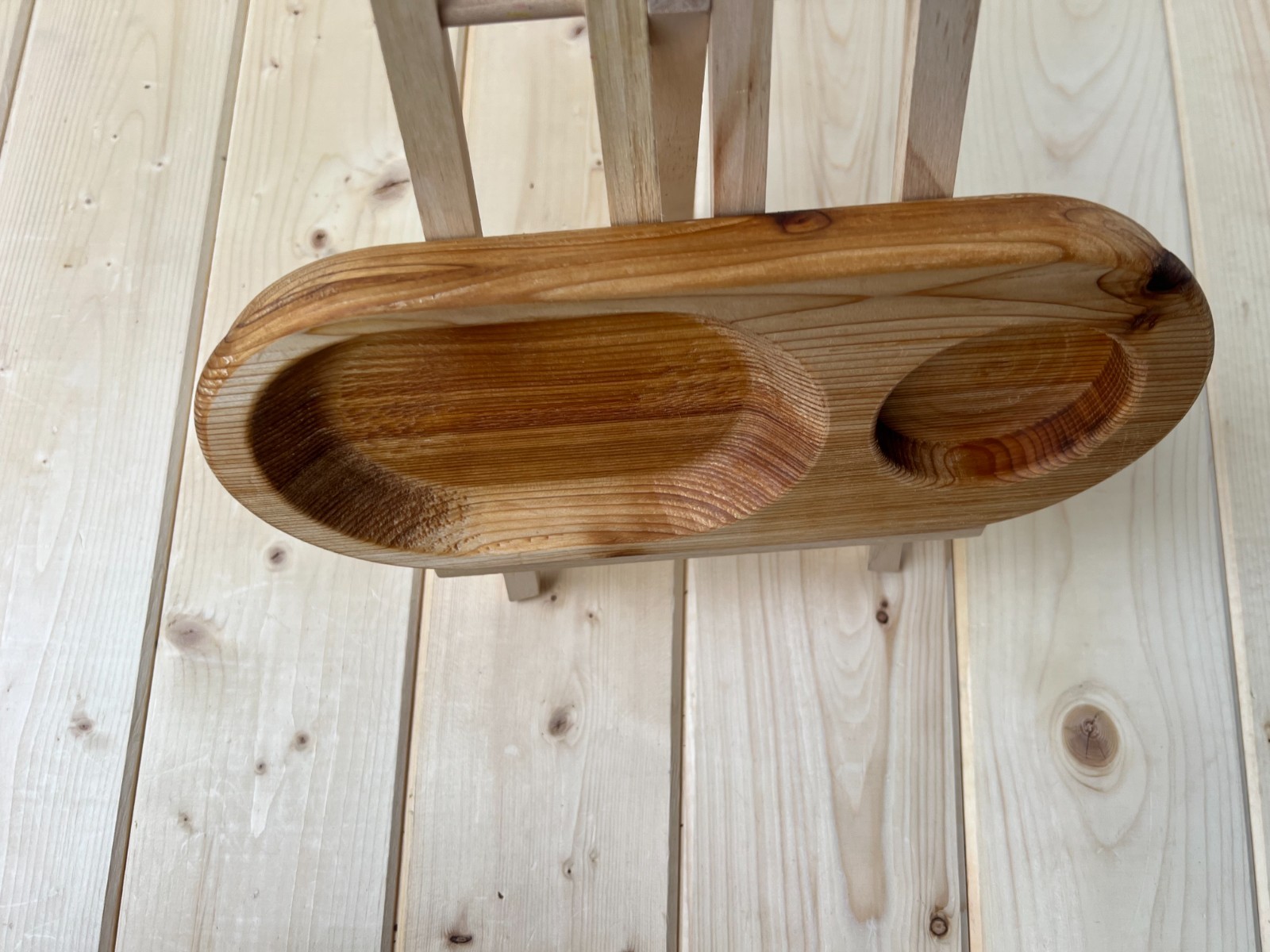 Sauna Snack Tray Wooden with Cup Holder/Beer or Kvas Holder/Handcrafted Sauna