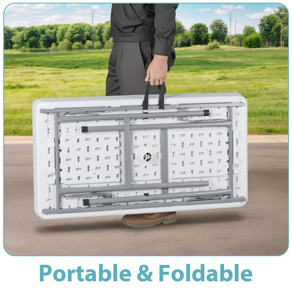 Foldable Party Ice Bin Table with Edge & Skirt Portable Folding Tailgating Table
