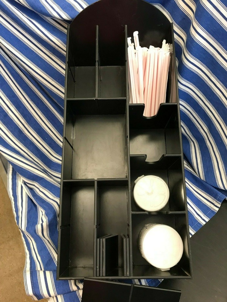 Dispense-Rite Lid, Straw & Condiment Organizer Black Polystyrene Adjustable