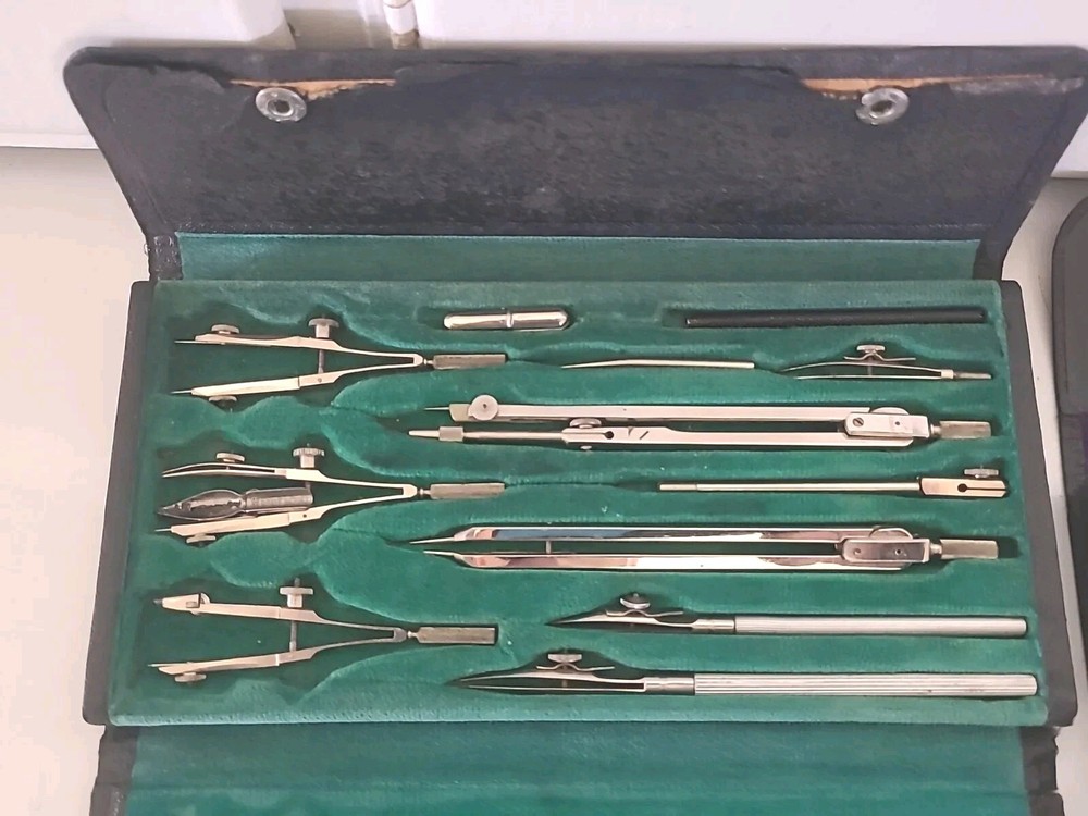 Vintage Drafting Tool Sets Posts Dietzgen Charvoz Drp Schioetz-Tomometer Tools