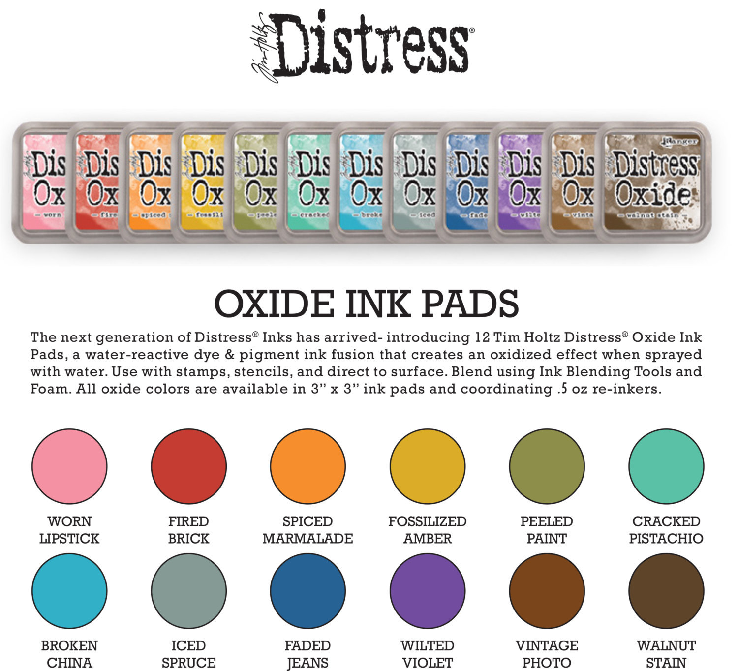 Ranger Tim Holtz DISTRESS OXIDE Ink Pads- Set Bundle of ALL 12 Colors (IN STOCK)