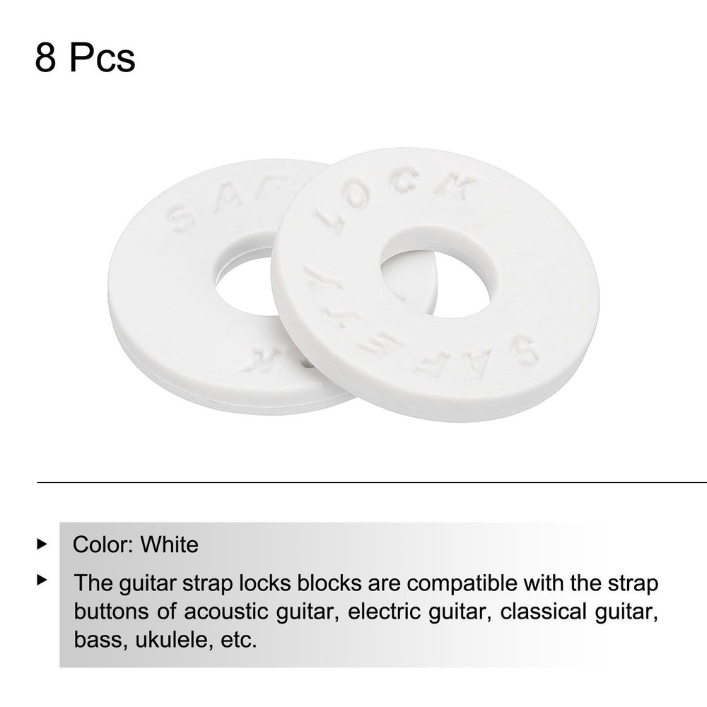 8 Pack Strap Blocks Silicone Rubber Strap Block White for Guitar Strap Button