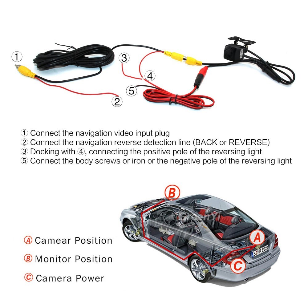 AHD 1080P Car Rear Camera Night Vision 170° Wide Angle REVERSE Camera Waterproof