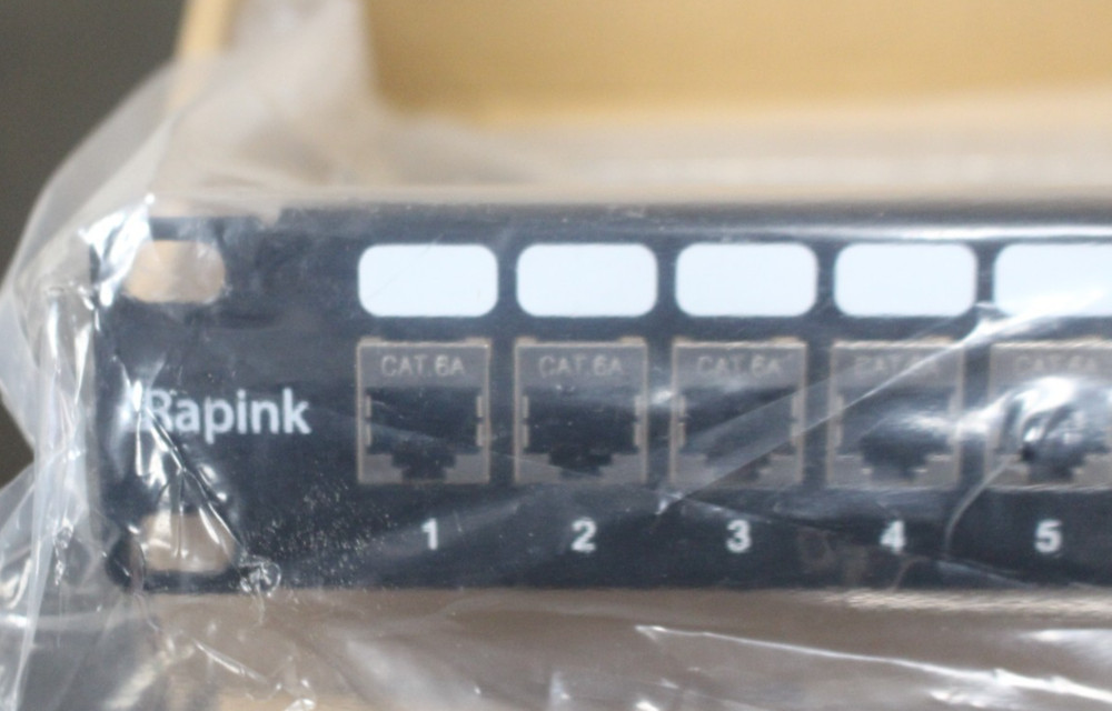 Rapink Patch Panel 24 Port Cat6A with Inline Keystone 10G Support - OPEN BOX