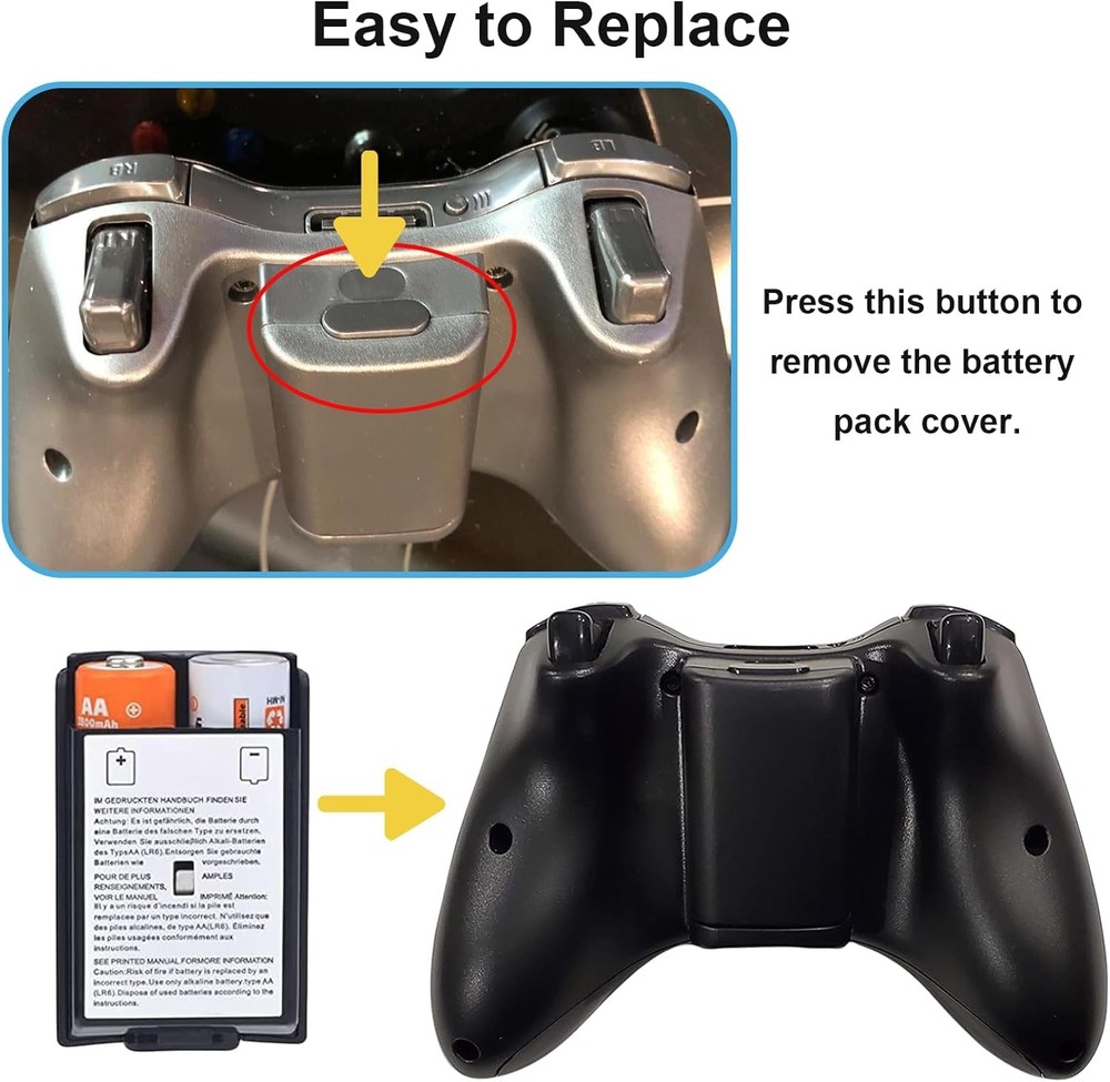 5 X AA Battery Back Cover Case Shell Pack For Xbox 360 Wireless Controller Black