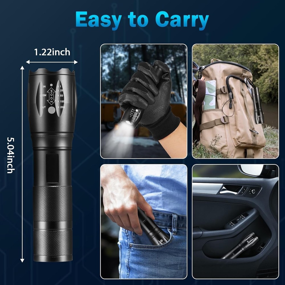 5 Mode Tactical LED Flashlight, High Lumens Mini Flash Light for Camping, 6 Pack