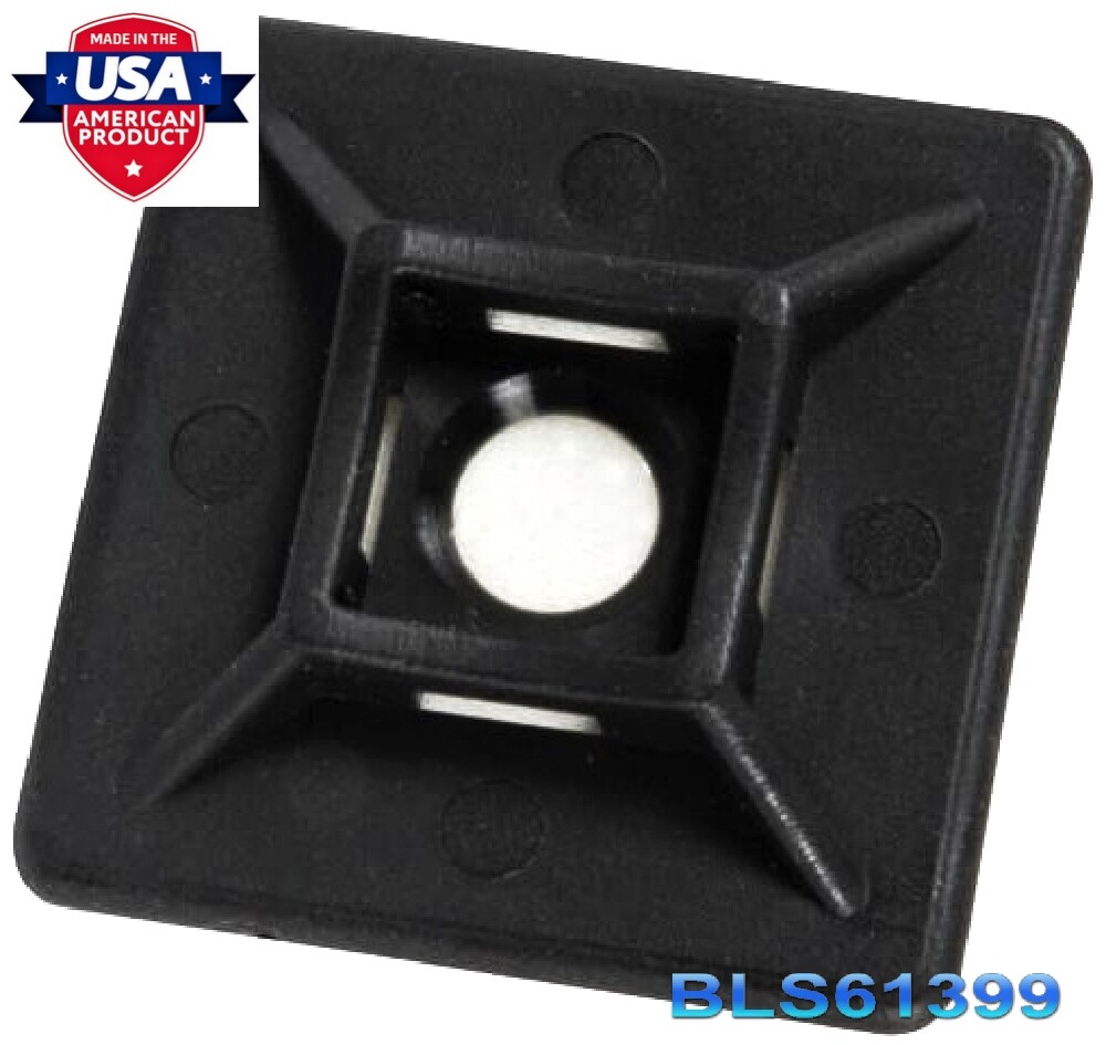 (100) Cable Wire Zip Tie Wrap ADHESIVE PAD MOUNTS 0.75" USA Tough Mounting Clips