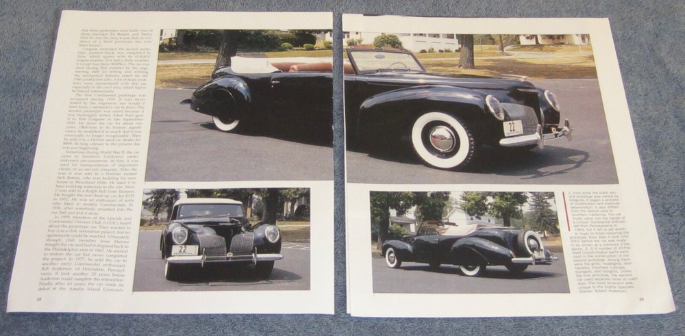 1939 Lincoln Continental History Info Article "Prototype for Greatness"