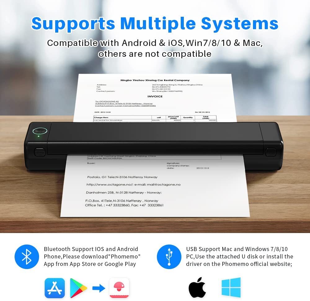 A4 Portable Wireless Bluetooth Thermal Printer Tattoo PaperBrother PJ-722 lot