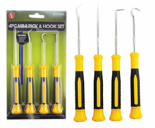 New 4pc Mini Pick & Hook w / Dual Colored Set Handle & Hardened Tip