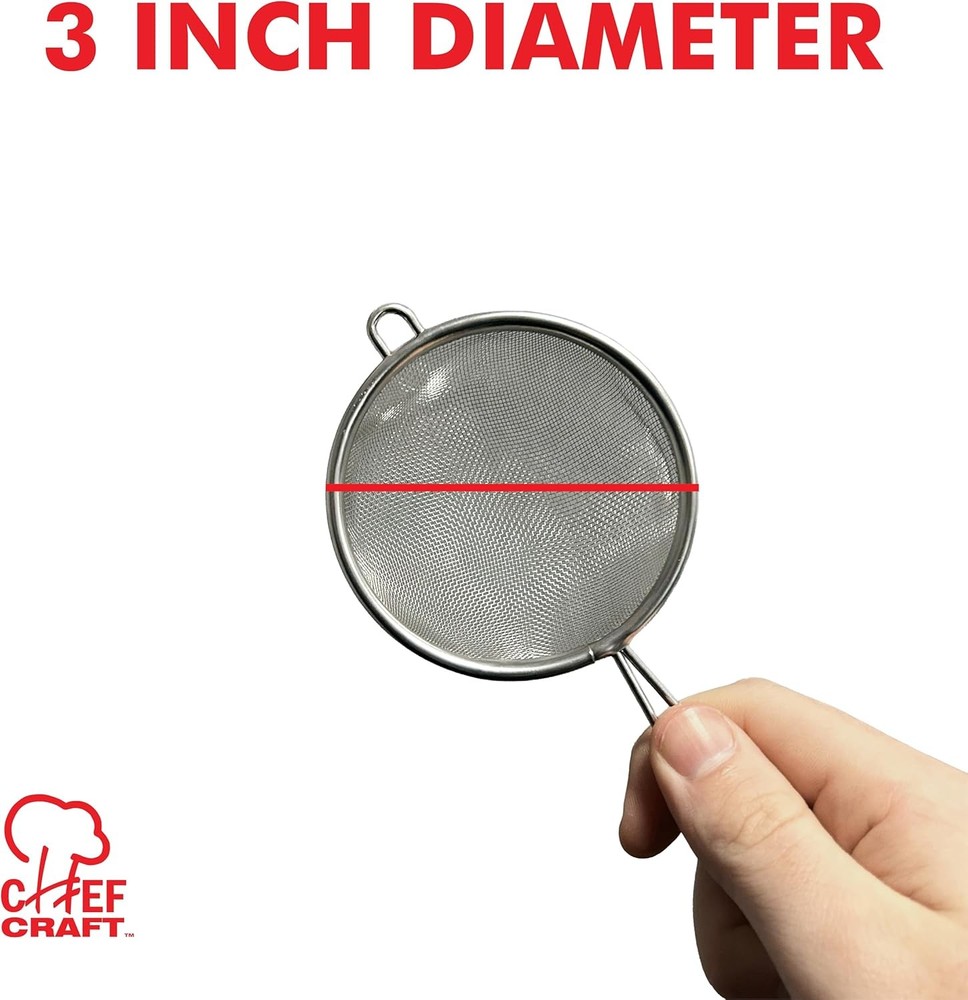 Basic Mesh Strainer 3 & 4 Inch 2 Piece Set Stainless Steel