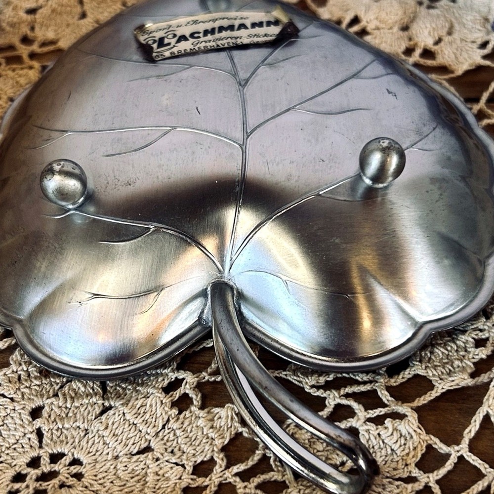 Vintage Koch & Bergfeld Silver Plate Leaf Dish, German Vanity Trinket Tray