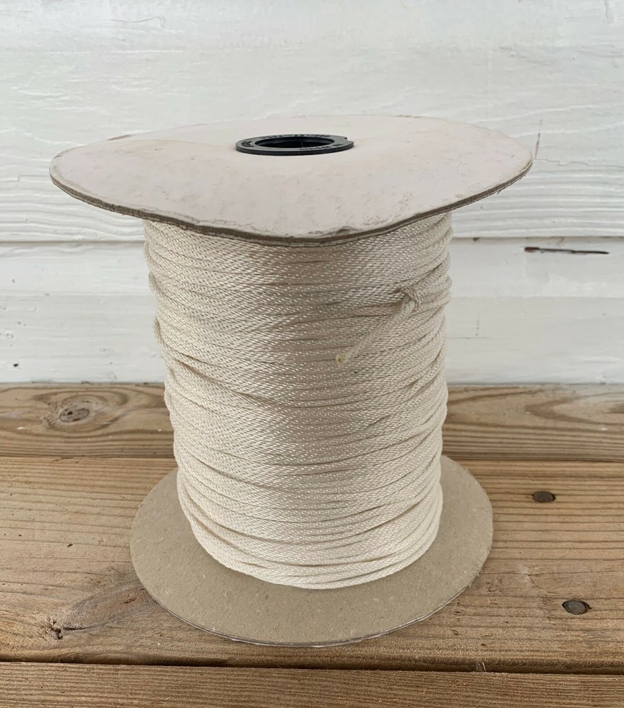 1/16 " x 837 ft. Solid Braid Polyester Rope Spool. White. Made in USA
