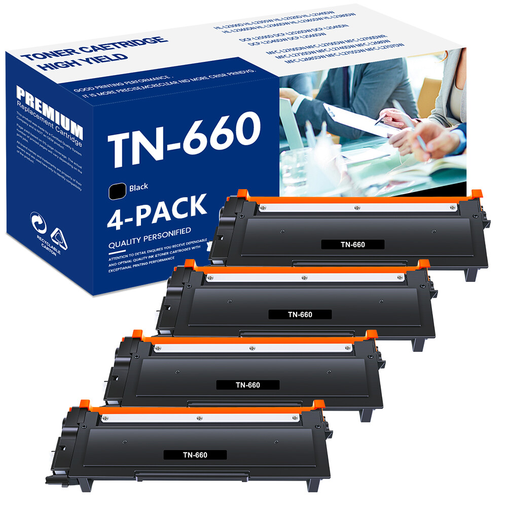 4 Pack Toner Cartridge for Brother TN660 TN-660 MFC-L2700DW HL-L2340DW HL-L2300D