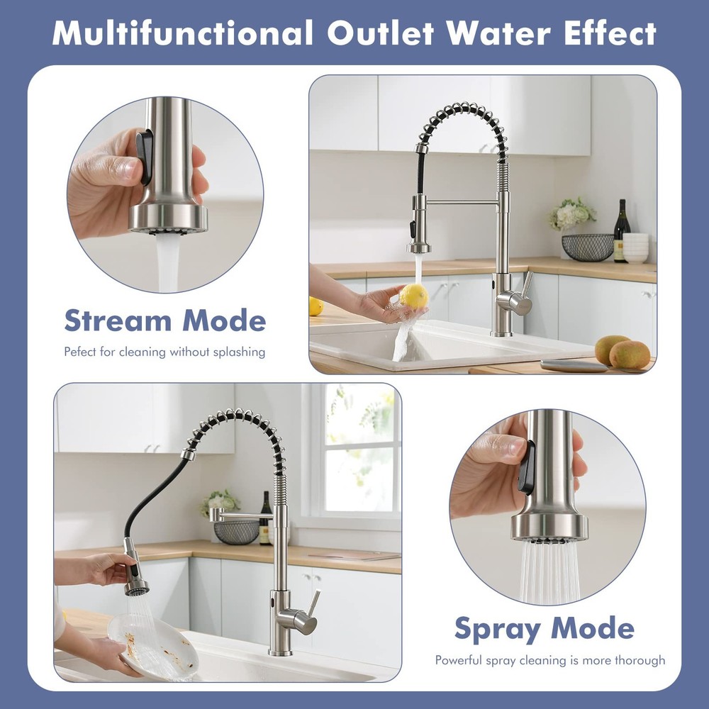 Touchless Kitchen Faucet with Pull Down Sprayer, Motion Sensor Smart Hands-Fr...