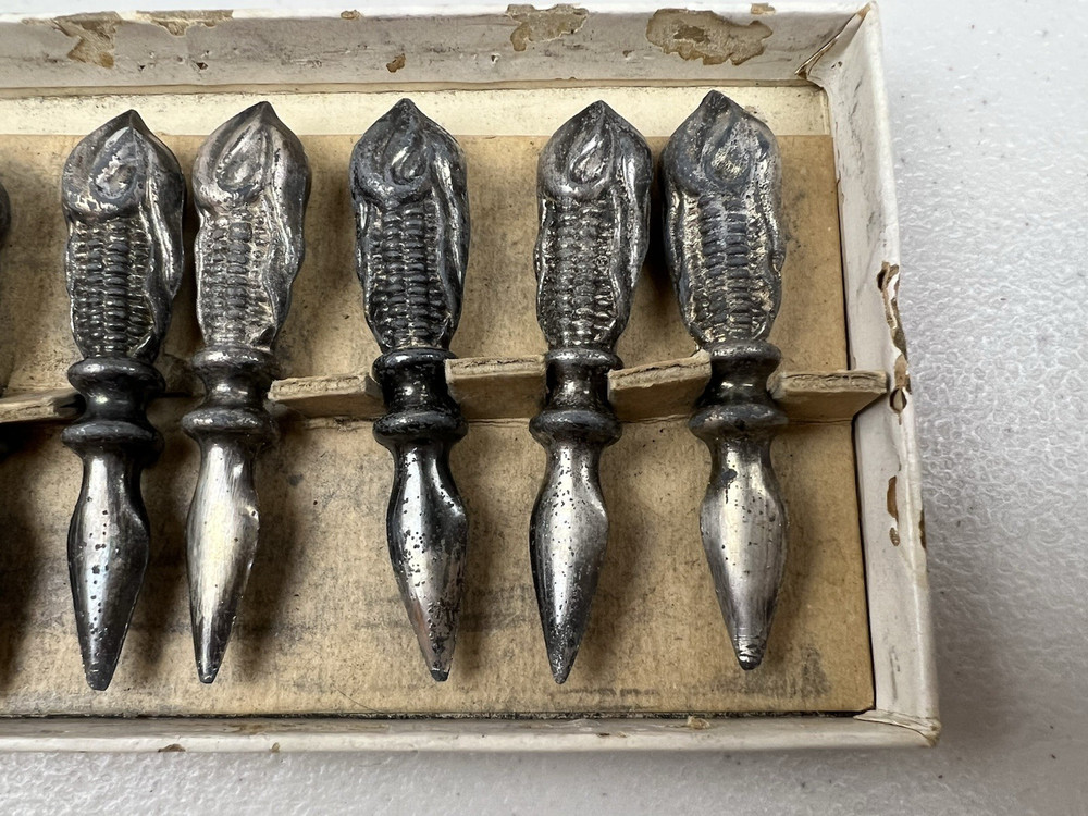 Lot of 8 Vintage Silver Plate Corn Cob Holders