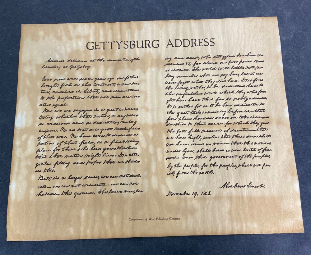 Reproduction Gettysburg Address