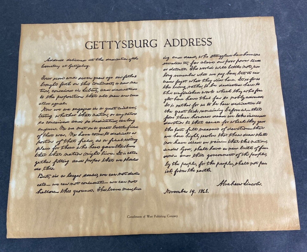 Reproduction Gettysburg Address