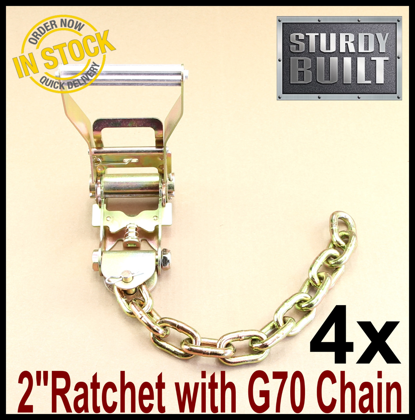 4x Chain Ratchet Tie Down G70 Flatbed Tow Truck 5/16" Hauler Car Carrier Wrecker
