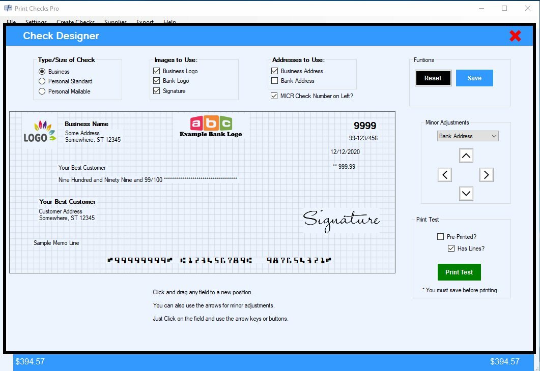 Print Checks Pro - Check Printing Software for Windows 10 - CD Only