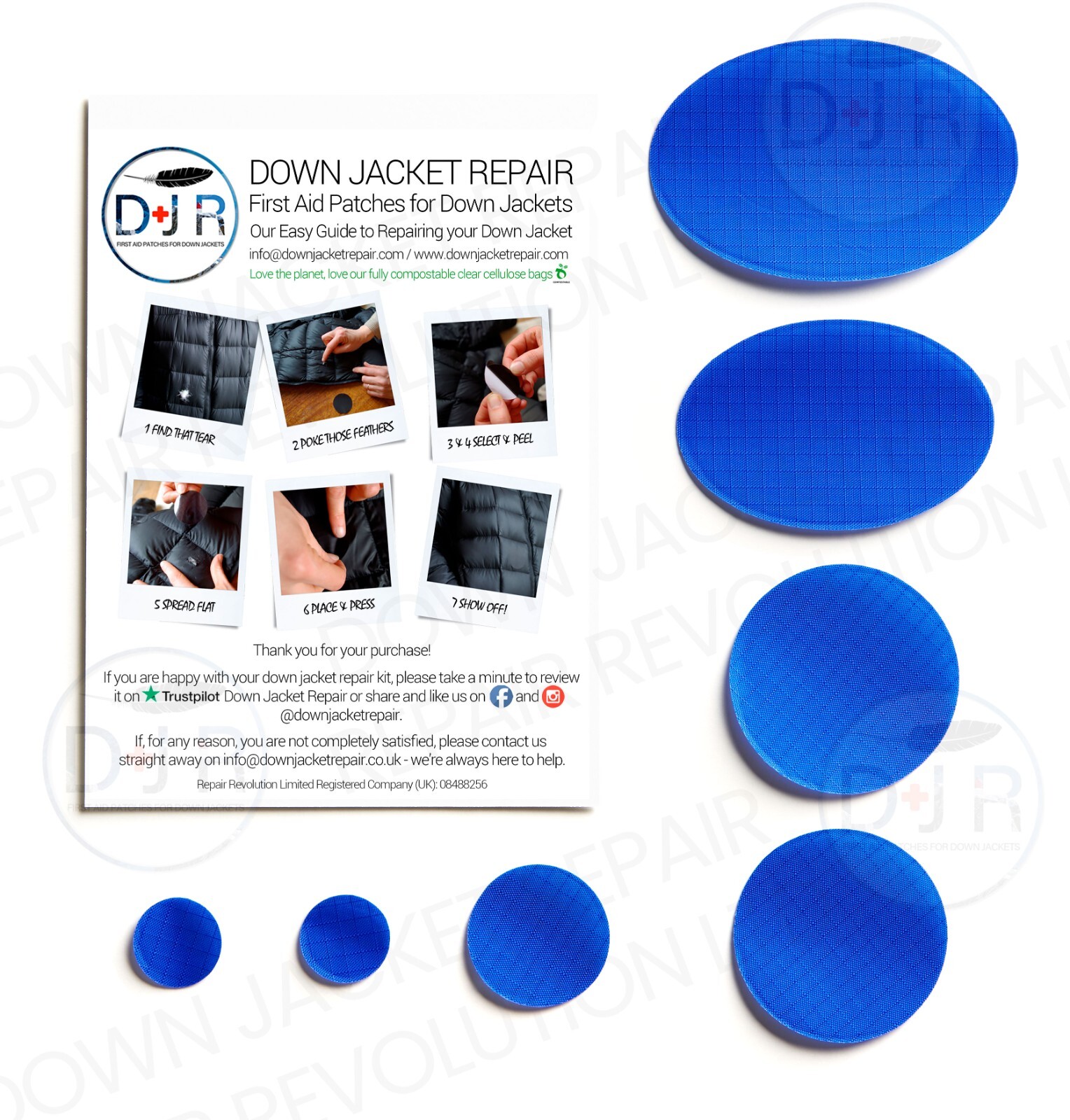 Repair Patches (Self-Adhesive) for Down Jackets & Sleeping Bags - 24 Colours!