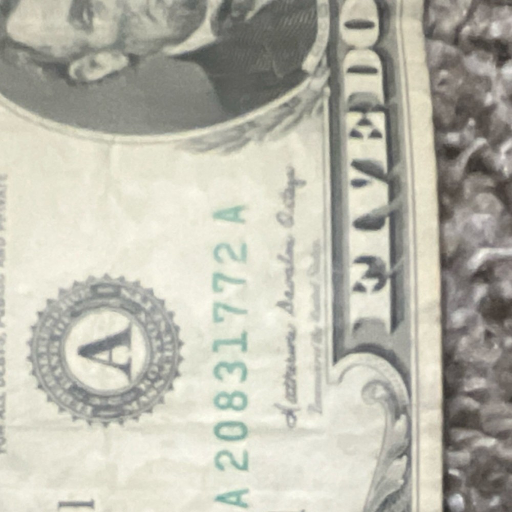 $5 Error Note Misaligned Printing A20831772A US Paper Money