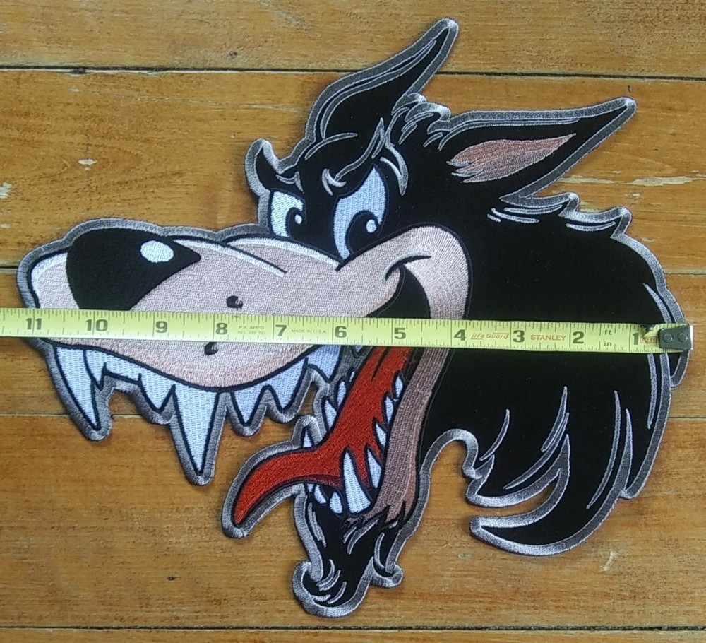 Large Embroidered Back Patch - Lone Wolf Biker Vest Jacket Iron On Patch